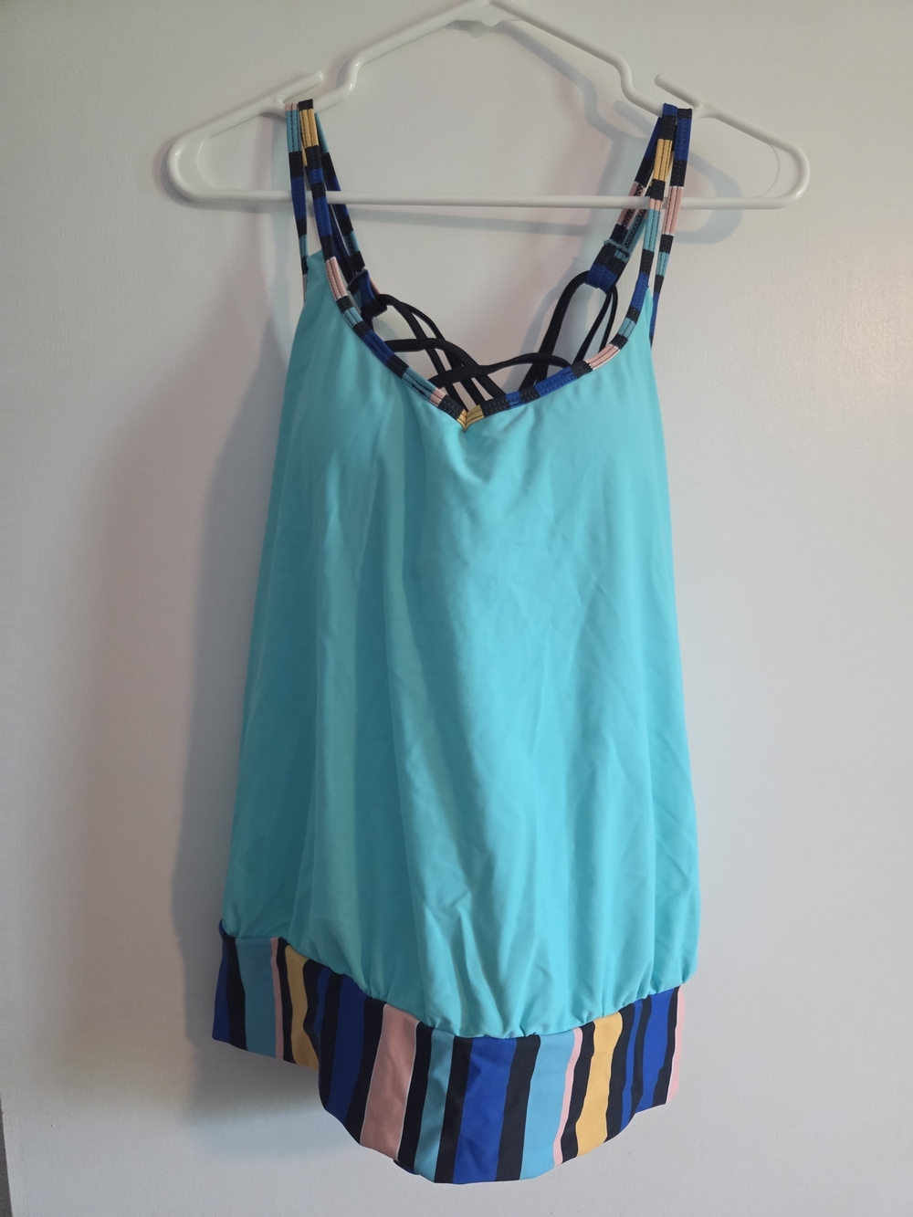 Turquoise Strappy Women's Tank Top Bathing Suit